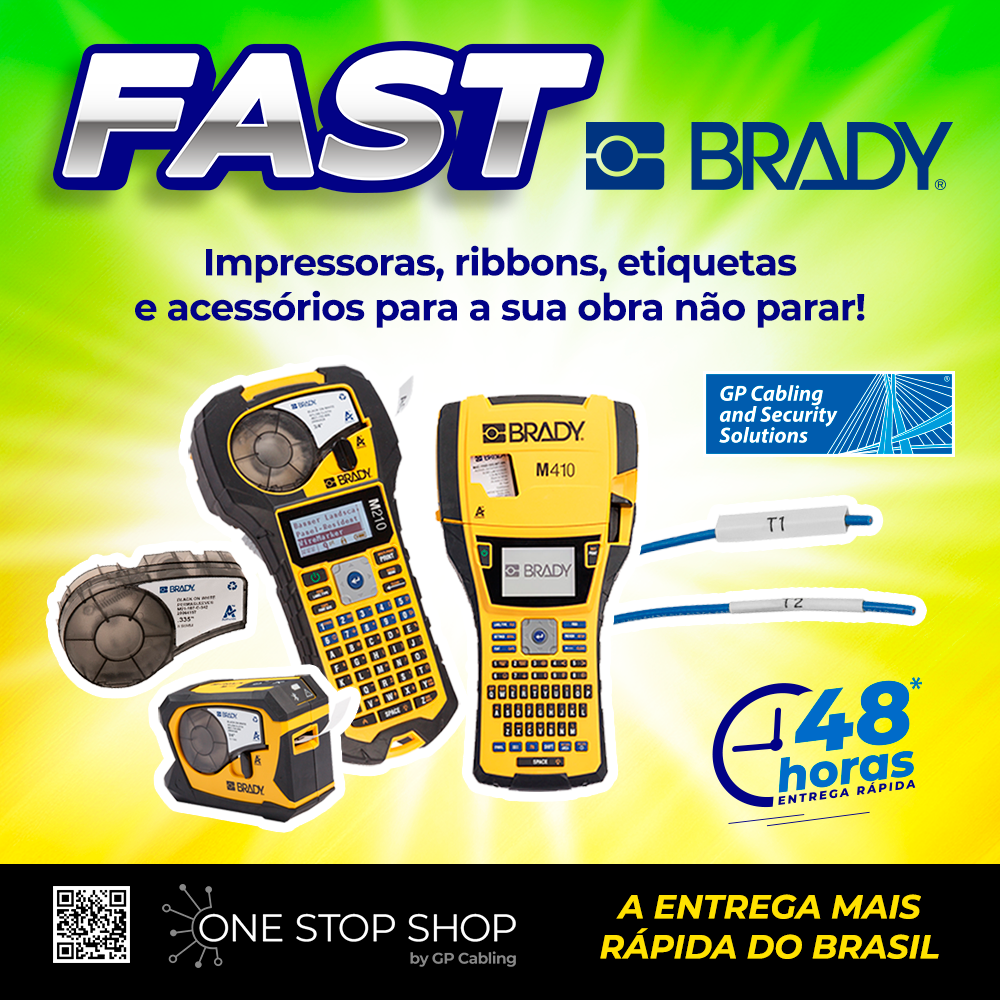 Brady Fast tools ad: large FAST logo, yellow handheld testers, cables, and 48 horas entrega rápida badge.