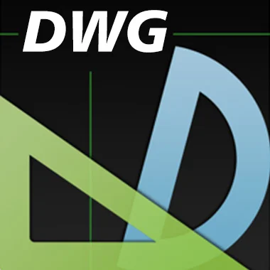 DWG logo bold white DWG text on a black background overlaid by lime green diagonal and a light blue curved D with green grid lines in the design