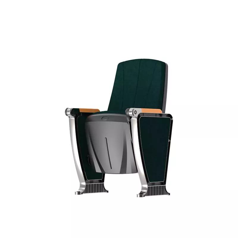 Modern chrome-framed lounge chair with dark green upholstery and wooden arm accents, viewed from the side of the seat base.