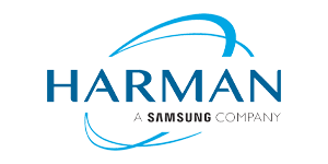 Harman logo with blue swoosh and the text A Samsung Company