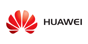 Huawei logo featuring a red fan shaped petal icon and the word HUAWEI