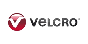 Velcro brand logo red circular emblem with a white V followed by the word VELCRO in gray text
