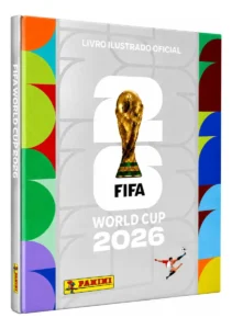 DNQNP2X694810MLB110663274966052026F | gpcablingcombr Official Panini FIFA World Cup 2026 illustrated book cover featuring the golden World Cup trophy and bold 2026 text