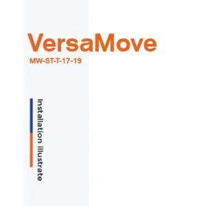 VersaMove logo in orange on white background with a pale vertical strip and blueorange bars vertical text reads Installation illustrate