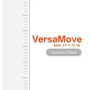 Brand label for VersaMove Training Chairs model MW ST T 17 19 with a vertical ruler on the left