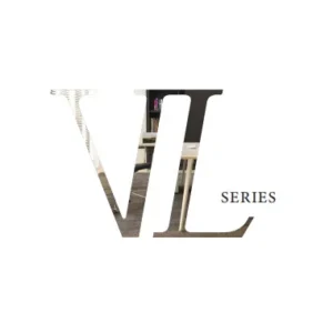 VL Series logo with an interior image of shelves visible through the letters