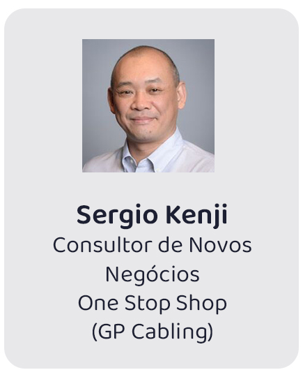 Perfil: Sergio Kenji, Consultor de Novos Negócios, One Stop Shop (GP Cabling), retrato.