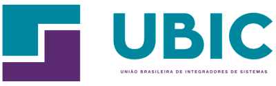 UBIC logo: teal and purple abstract mark beside teal text 'UBIC' and the subtitle 'UNIÃO BRASILEIRA DE INTEGRADORES DE SISTEMAS'.